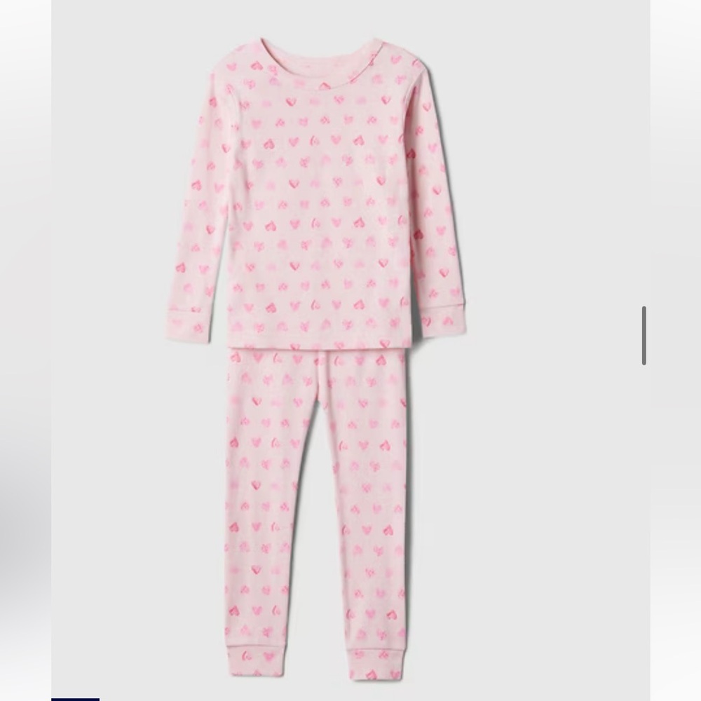 GAP Girls Pink Heart Print Long Sleeve Pajama Set